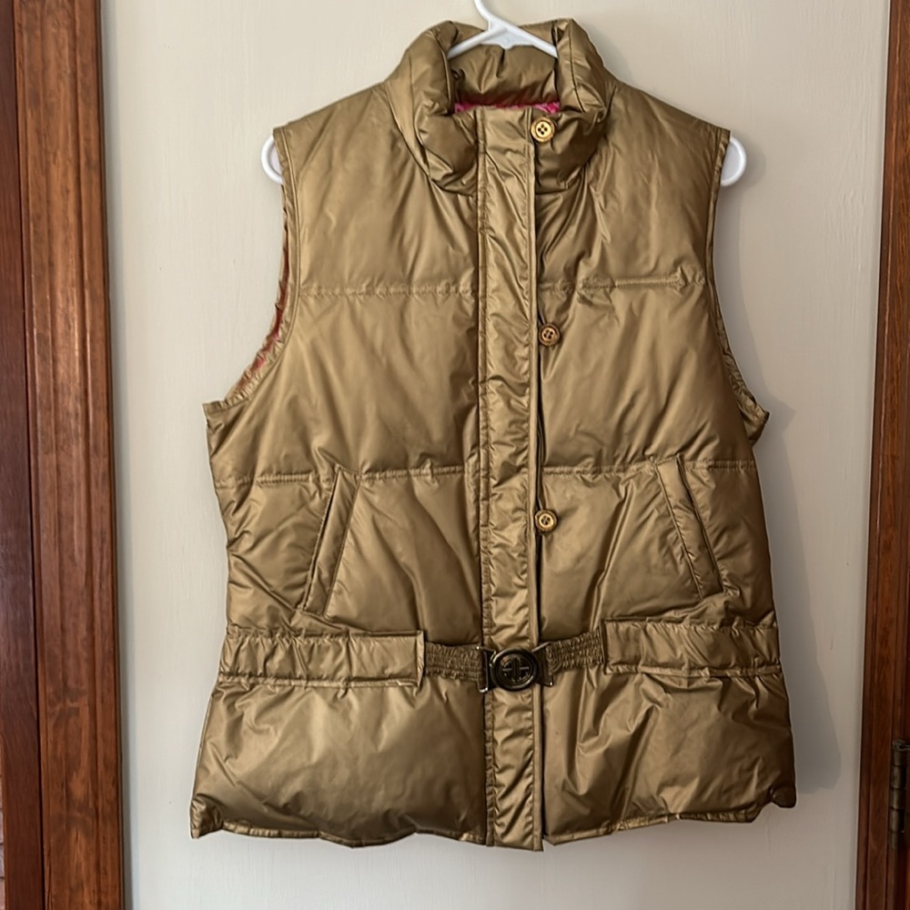 Lilly Pulitzer Sage puffer midi vest in gold. Size Large NWT - Picture 8 of 8
